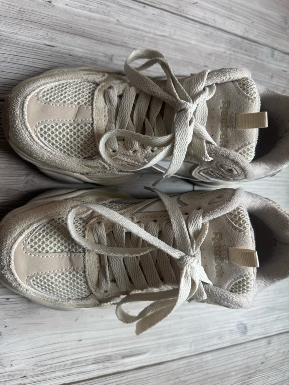 Reebok Cream Mesh Lace-Up Sneakers